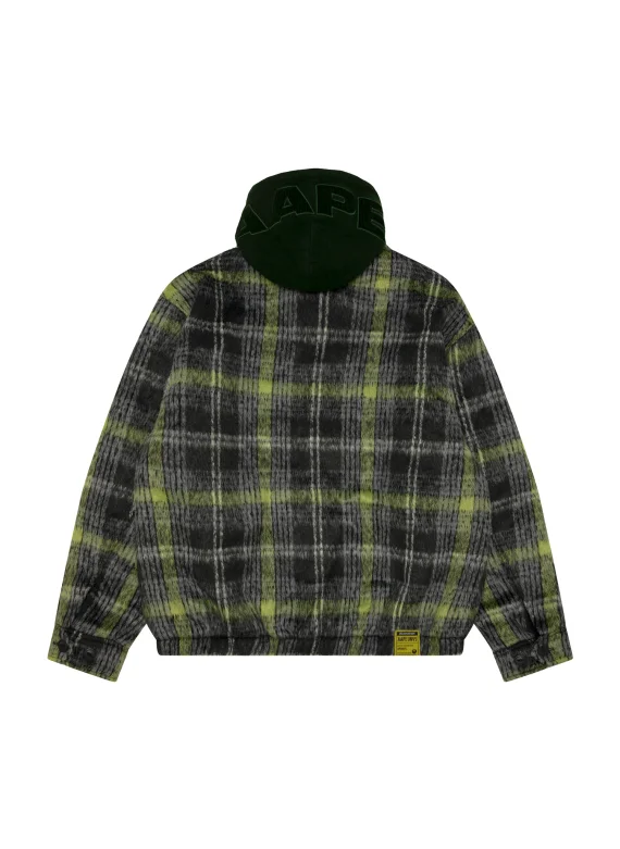 AAPE Moonface logo check hooded jacket