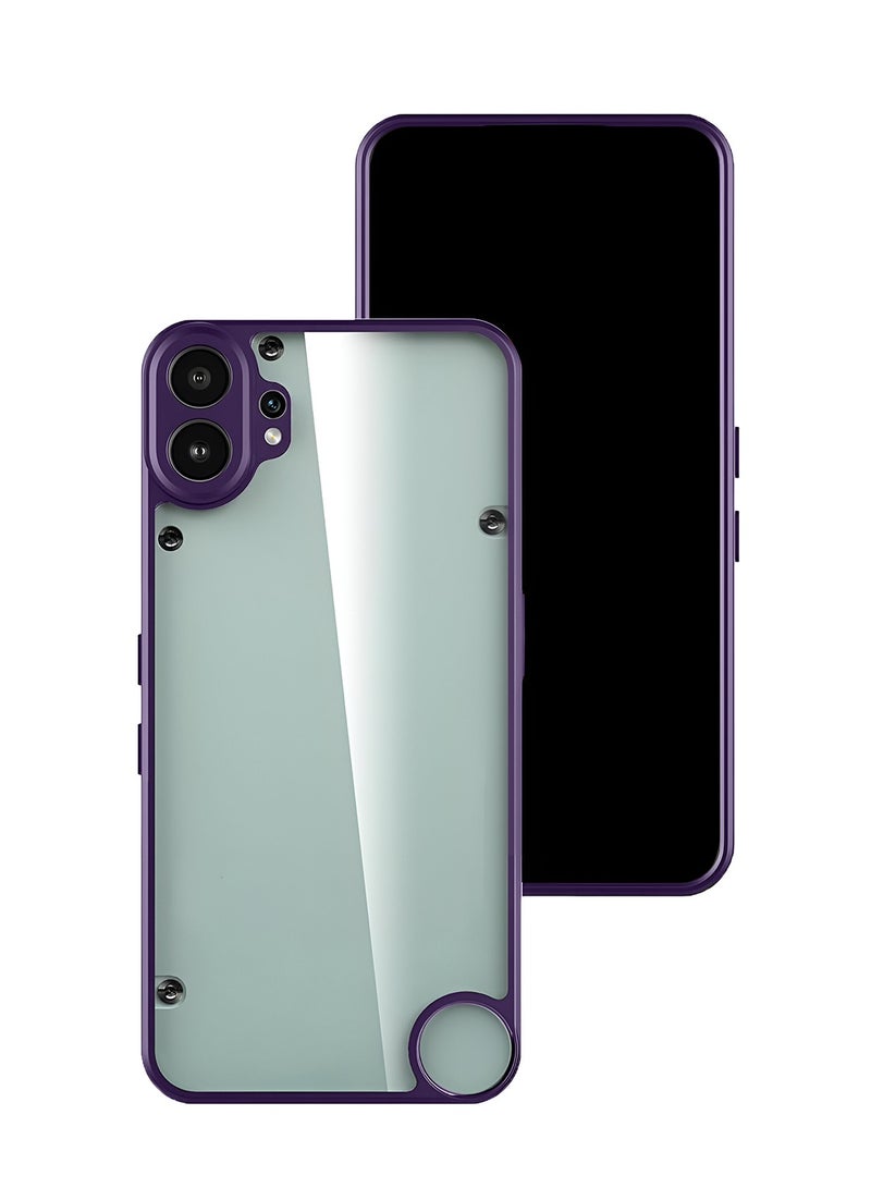Wtech Nothing CMF Phone 2 Pro 5G 2025 Shockproof Silicone Soft TPU Back PC Protective Phone Cover Case - Clear/Eggplant Purple - Image 2