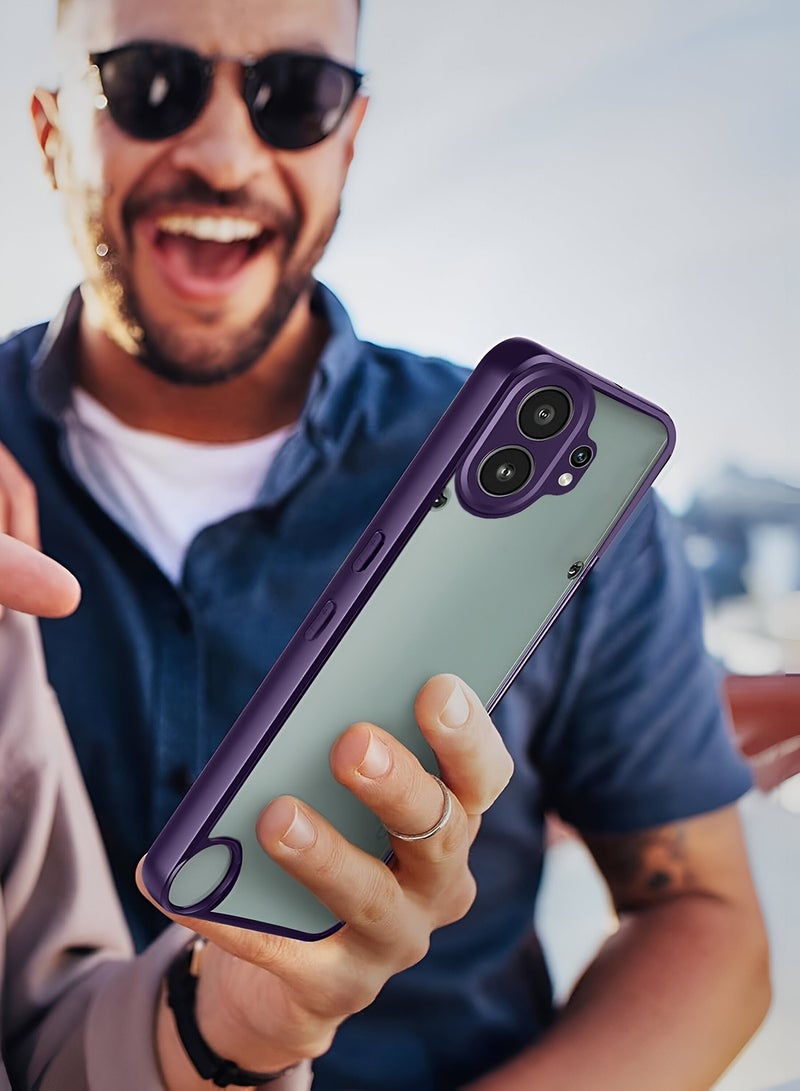 Wtech Nothing CMF Phone 2 Pro 5G 2025 Shockproof Silicone Soft TPU Back PC Protective Phone Cover Case - Clear/Eggplant Purple - Image 4