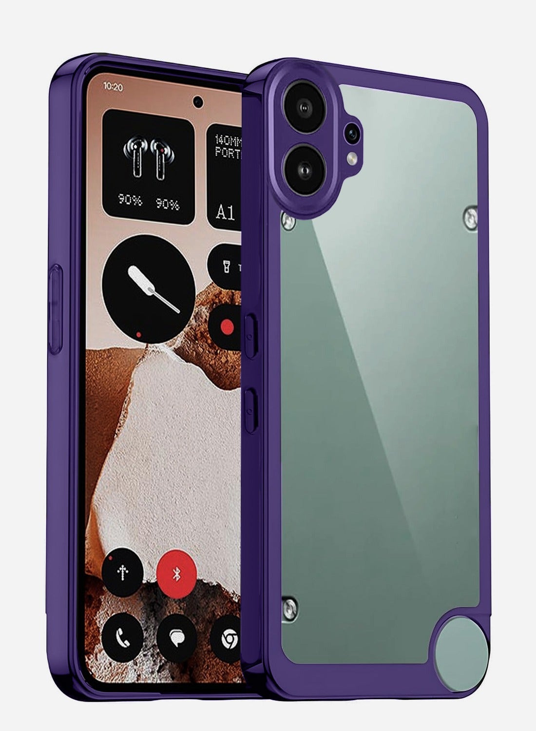 Nothing CMF Phone 2 Pro 5G 2025 Shockproof Silicone Soft TPU Back PC Protective Phone Cover Case - Clear/Eggplant Purple