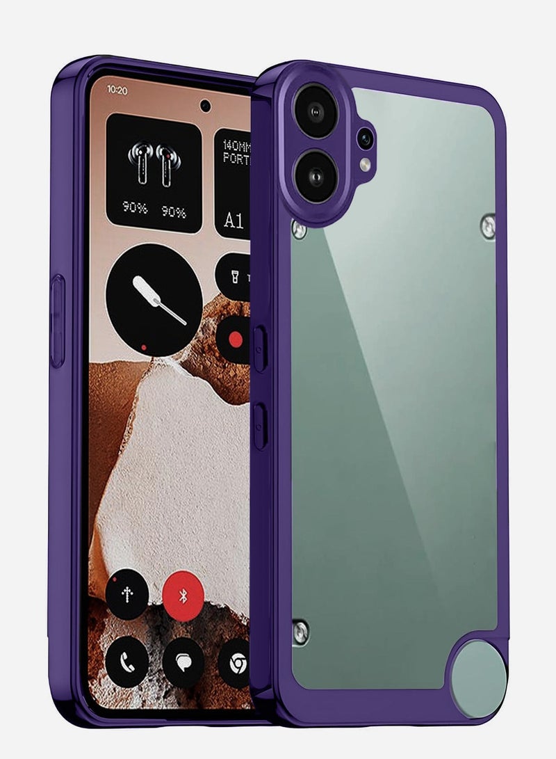 Wtech Nothing CMF Phone 2 Pro 5G 2025 Shockproof Silicone Soft TPU Back PC Protective Phone Cover Case - Clear/Eggplant Purple - Image 1