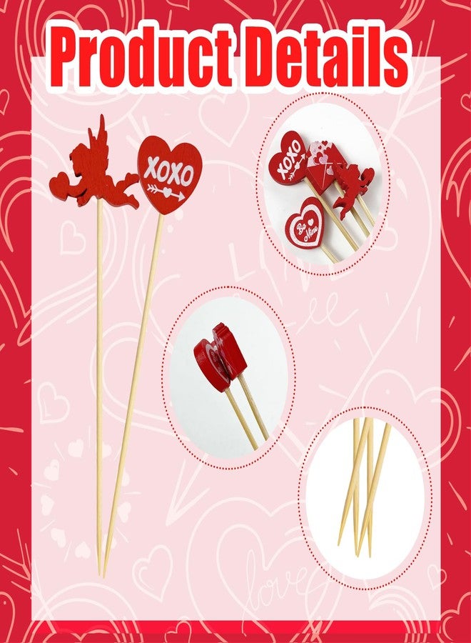 Augoog 200Pcs Heart Cocktail Picks,4.7" Cocktail Picks Love Heart Toothpicks for Appetizers Decorative Bridal Wedding Party Food Drinks Garnish Fruit Skewer Sticks,Style3 - Image 3