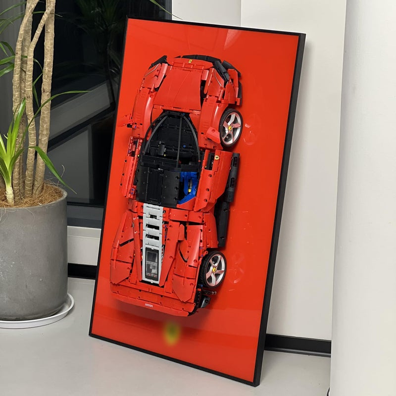 iLuane Display Wallboard for Lego Technic Ferrari Daytona SP3 42143 Race Car Model Building Kit Adult Collectibles Wall Mount Home or Office Dcor No Car Included