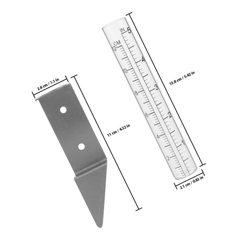 Stainless Steel Outdoor Rain Gauge with Glass Tube Weatherproof Yard Water Measurement Tool - Image 2