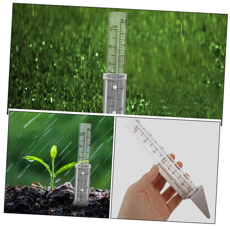 Stainless Steel Outdoor Rain Gauge with Glass Tube Weatherproof Yard Water Measurement Tool - Image 3