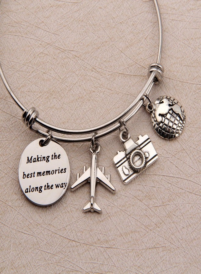 SEIRAA Travel Bracelet Wanderlust Jewelry Retirement Gift Stainless Steel Expandable Wire Bangle Adventure Lover Jewelry (memory bracelet) - Image 5