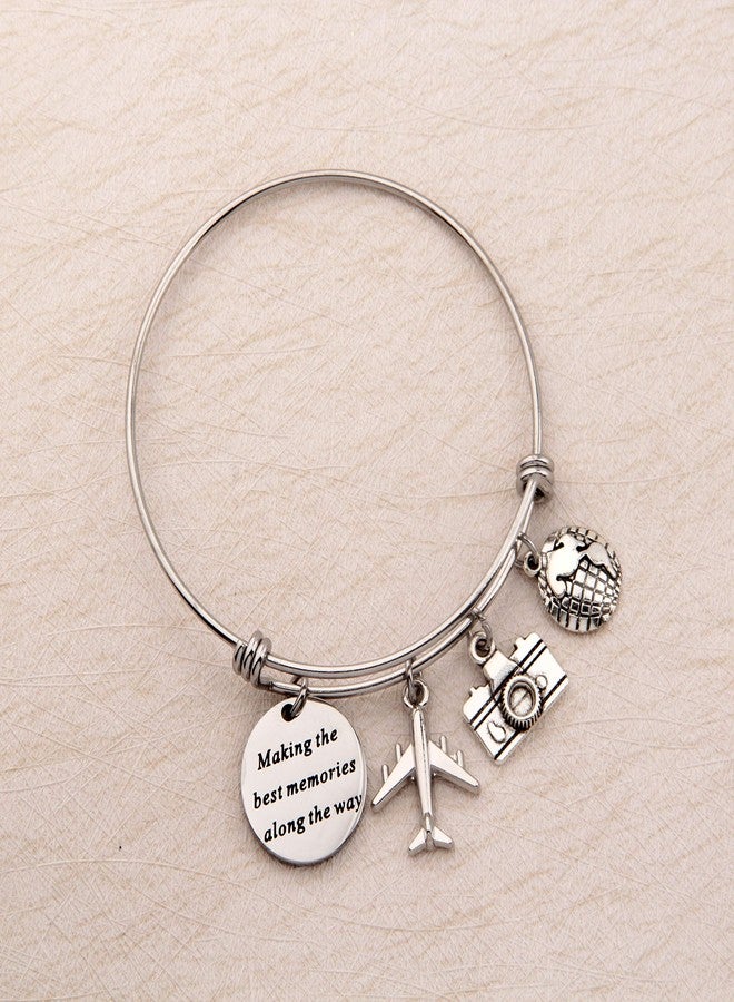 SEIRAA Travel Bracelet Wanderlust Jewelry Retirement Gift Stainless Steel Expandable Wire Bangle Adventure Lover Jewelry (memory bracelet) - Image 3