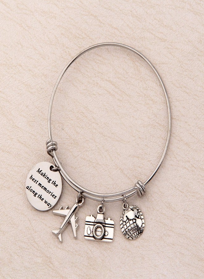 SEIRAA Travel Bracelet Wanderlust Jewelry Retirement Gift Stainless Steel Expandable Wire Bangle Adventure Lover Jewelry (memory bracelet) - Image 4