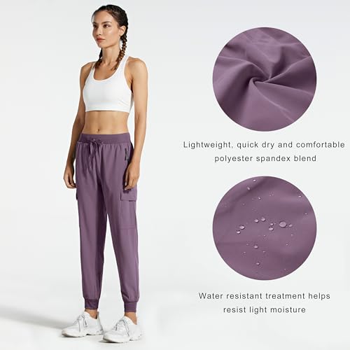 Libin Women's Cargo Joggers Lightweight Quick Dry Hiking Pants Athletic Lounge Casual Travel, Vintage Purple M - Image 3