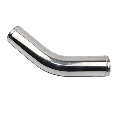 AotoKoop Aluminum Pipe L 11.81" (300mm), OD 4" (102mm) Universal 45 Degree Elbow Aluminum Piping Tube Intercooler Pipe Polished Air Intake Tube, for Direct Replacement of Engine Bay Pipes - Image 1