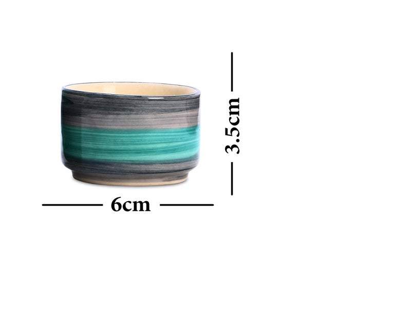 Caffeine Ceramic Stonewear Handmade Sea Green Dip and Sauce (Set of 2, 50 ml) (Microwave & Dishwasher Safe) - Image 3