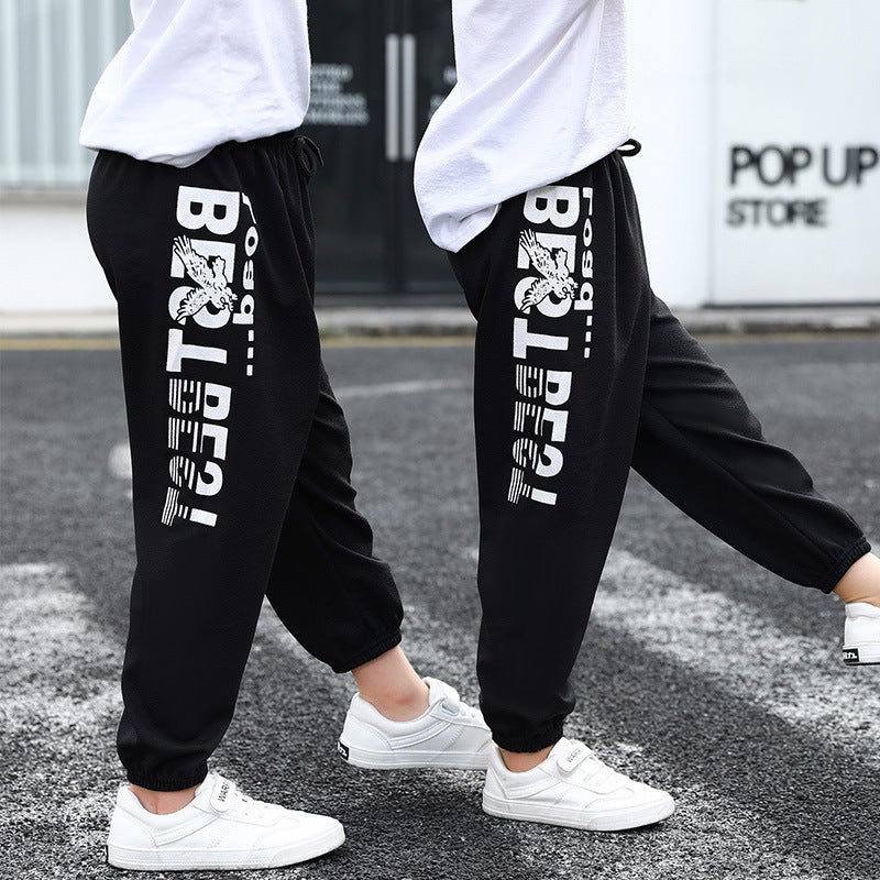2024 Spring Children'S Loose Breathable Printed Casual Pants Boys And Girls Fashion Letter Sweatpants Ankle-Tied Sports Trousers - Image 1