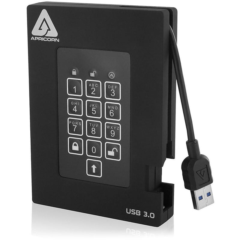 أبريكورن 500 جيجابايت إيجيس بادلوك فورتريس FIPS 1402 المستوى 2 المعتمد محرك أقراص USB 30 مشفر 256 بت مع وصول عبر الرقم السري A253PL256500F