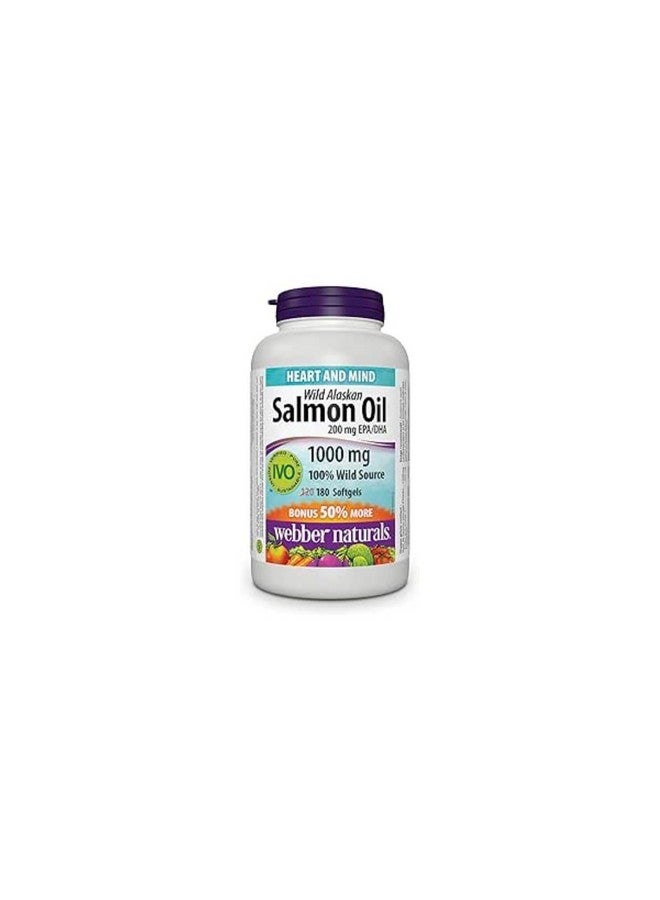 Webber Naturals Wild Alaskan Salmon Oil Softgel, 200mg 180 Count - Image 1