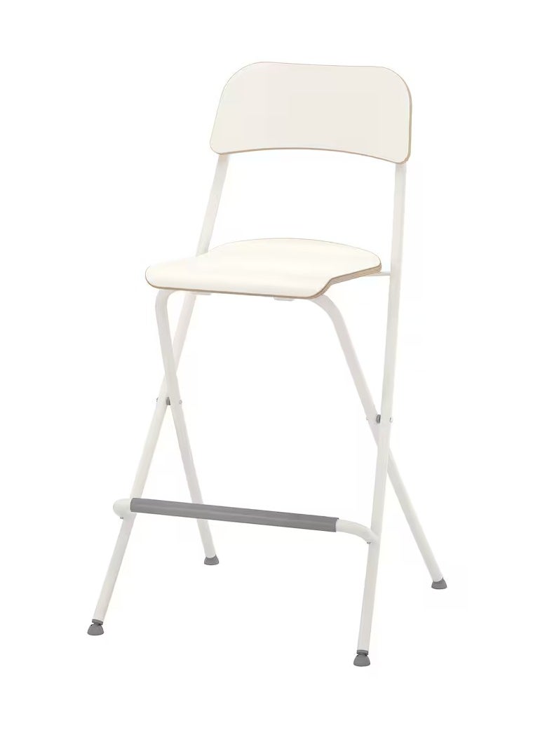 Generic - Foldable Bar Stool With Back Rest Steel White, Kitchen Counter Bar Stool, Bar Stool For Restaurants - Image 1