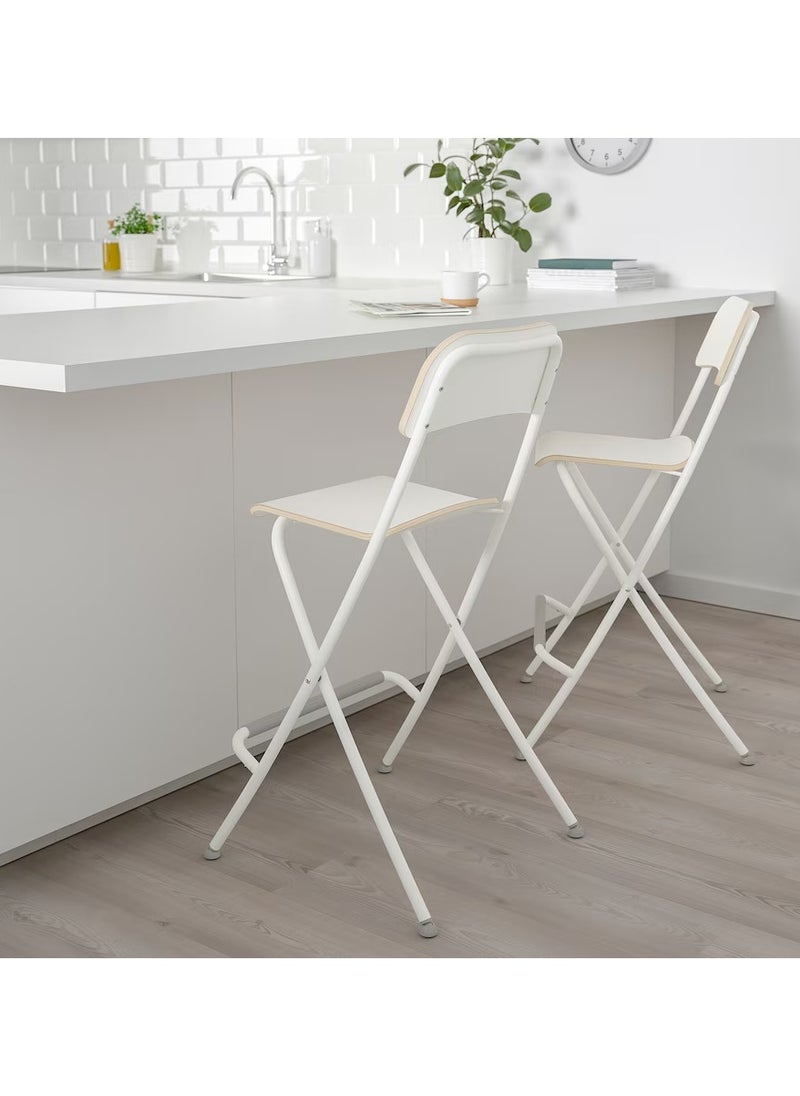 Generic - Foldable Bar Stool With Back Rest Steel White, Kitchen Counter Bar Stool, Bar Stool For Restaurants - Image 1
