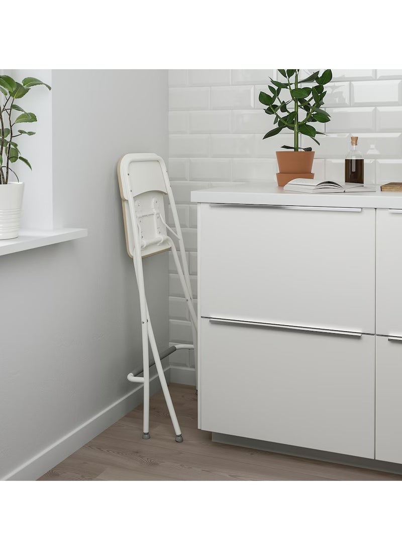 Generic - Foldable Bar Stool With Back Rest Steel White, Kitchen Counter Bar Stool, Bar Stool For Restaurants - Image 1