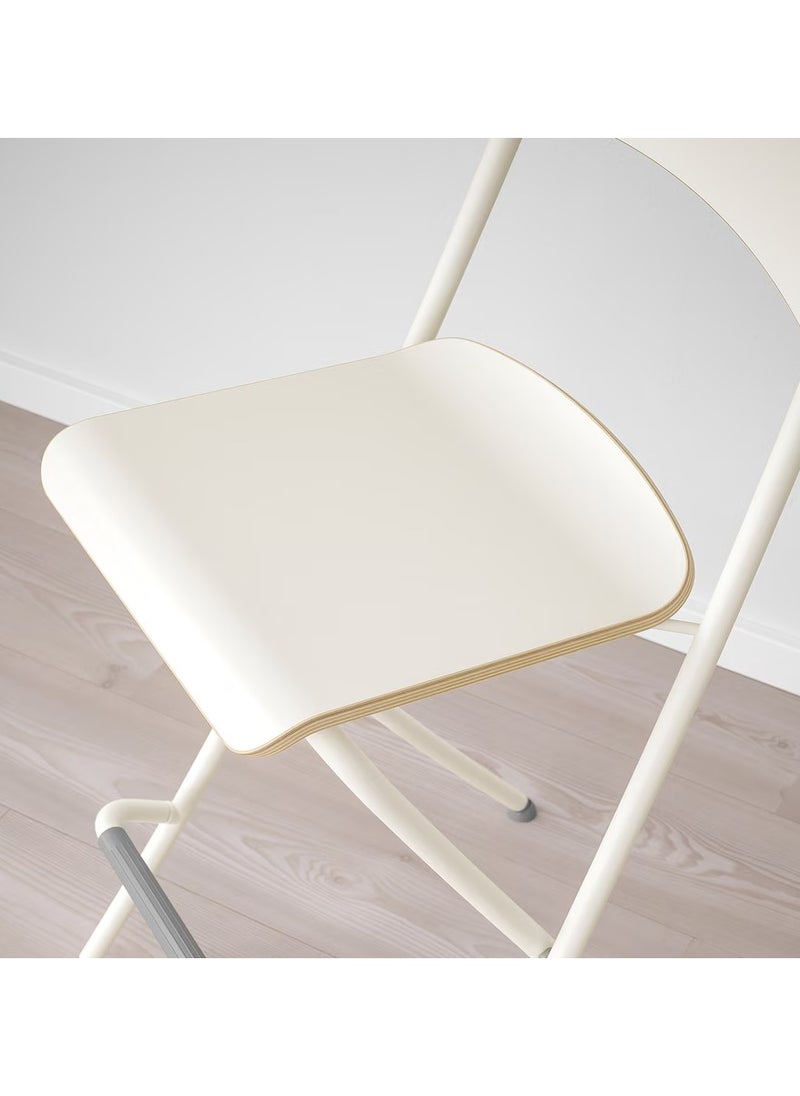 Generic - Foldable Bar Stool With Back Rest Steel White, Kitchen Counter Bar Stool, Bar Stool For Restaurants - Image 1