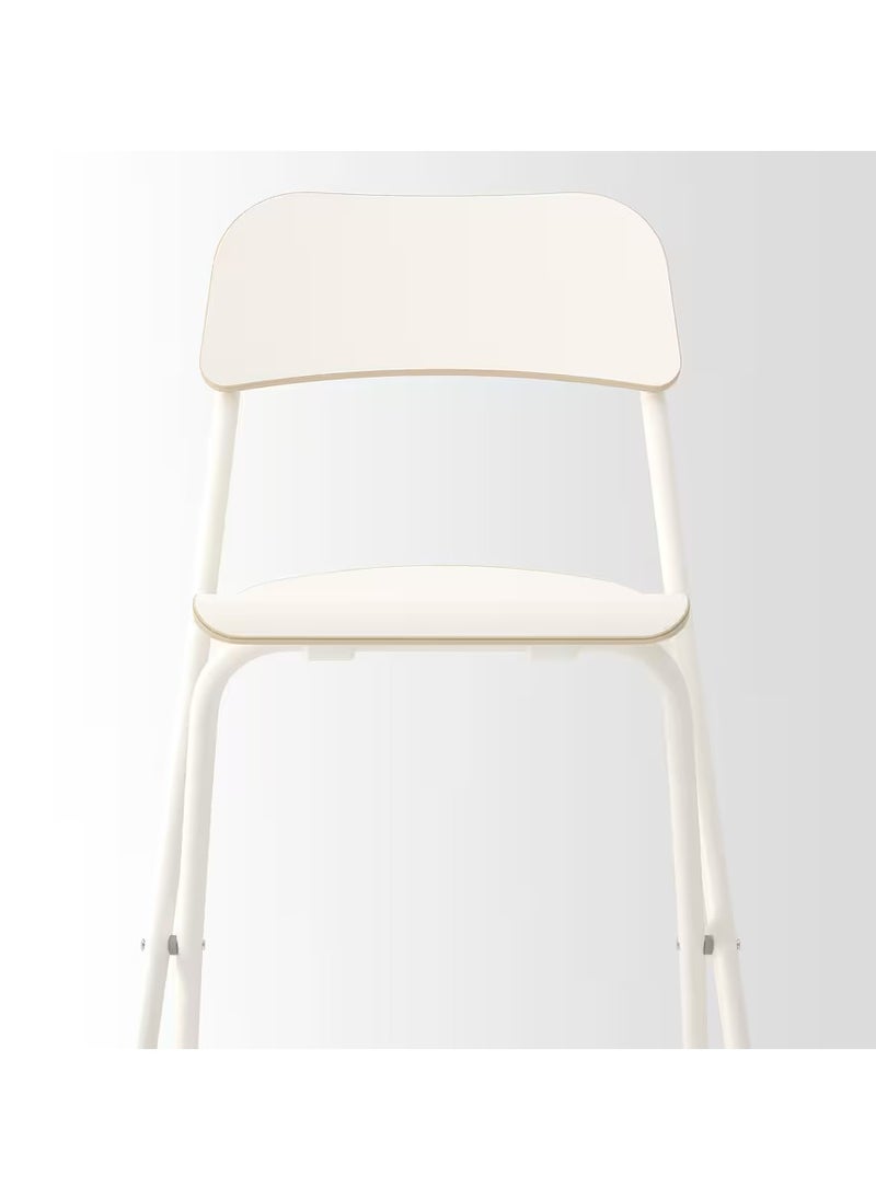 Generic - Foldable Bar Stool With Back Rest Steel White, Kitchen Counter Bar Stool, Bar Stool For Restaurants - Image 1