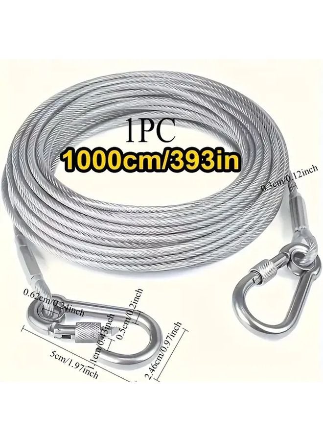 32.81ft Stainless Steel Clothesline Heavy Duty Portable Rustproof Outdoor Drying Line - Image 1