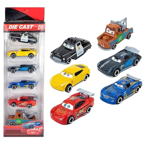 PLUSPOINT 6pc Diecast Metal Toy Car Set Push n go Derby Racers Metal Die Cast Set of 6 Racing Cars for Kids Free Wheel High Speed Metal Toy Car Play Set for Children for Boys - Image 1