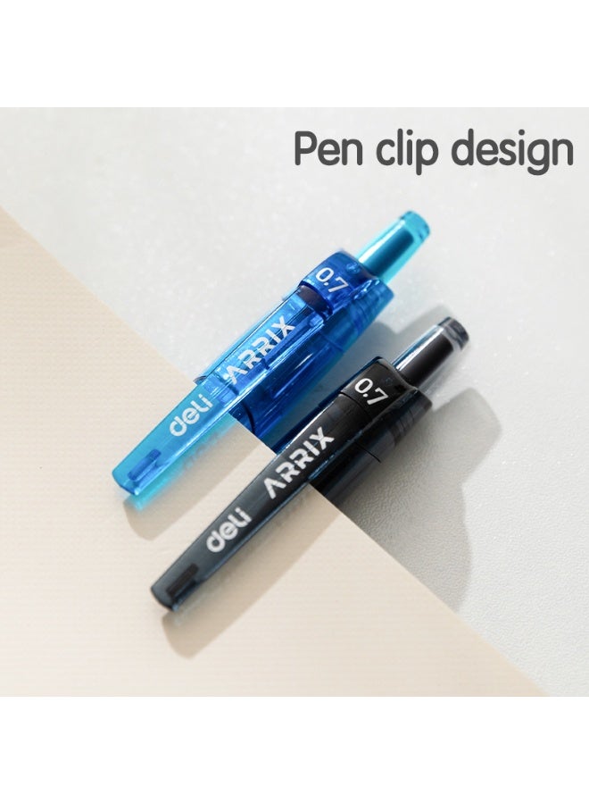 Deli أقلام حبر جاف قابلة للسحب Deli Q17-BL، نقطة رفيعة 0.7 مم، حبر أزرق منخفض اللزوجة، مقبض ناعم لكتابة سلسة، عبوة 12 قلم للاستخدام في المكتب والمدرسة واليوميات - Image 3