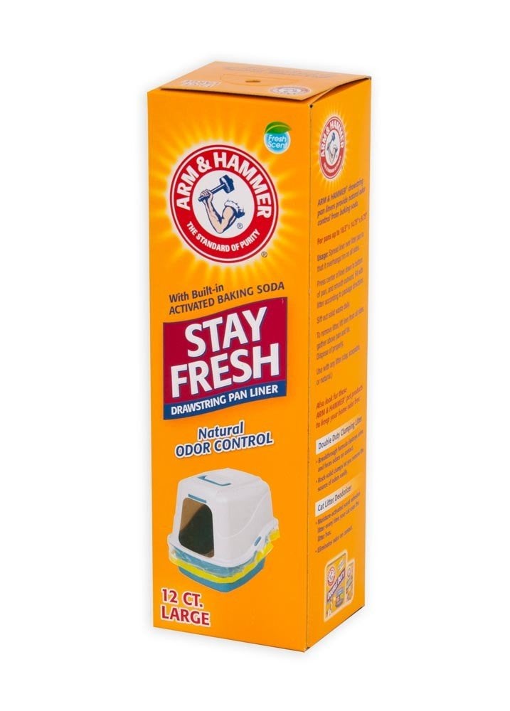 Arm Hammer Drawstring Liners For Large Cat Litter Pans Large White Pack of 12