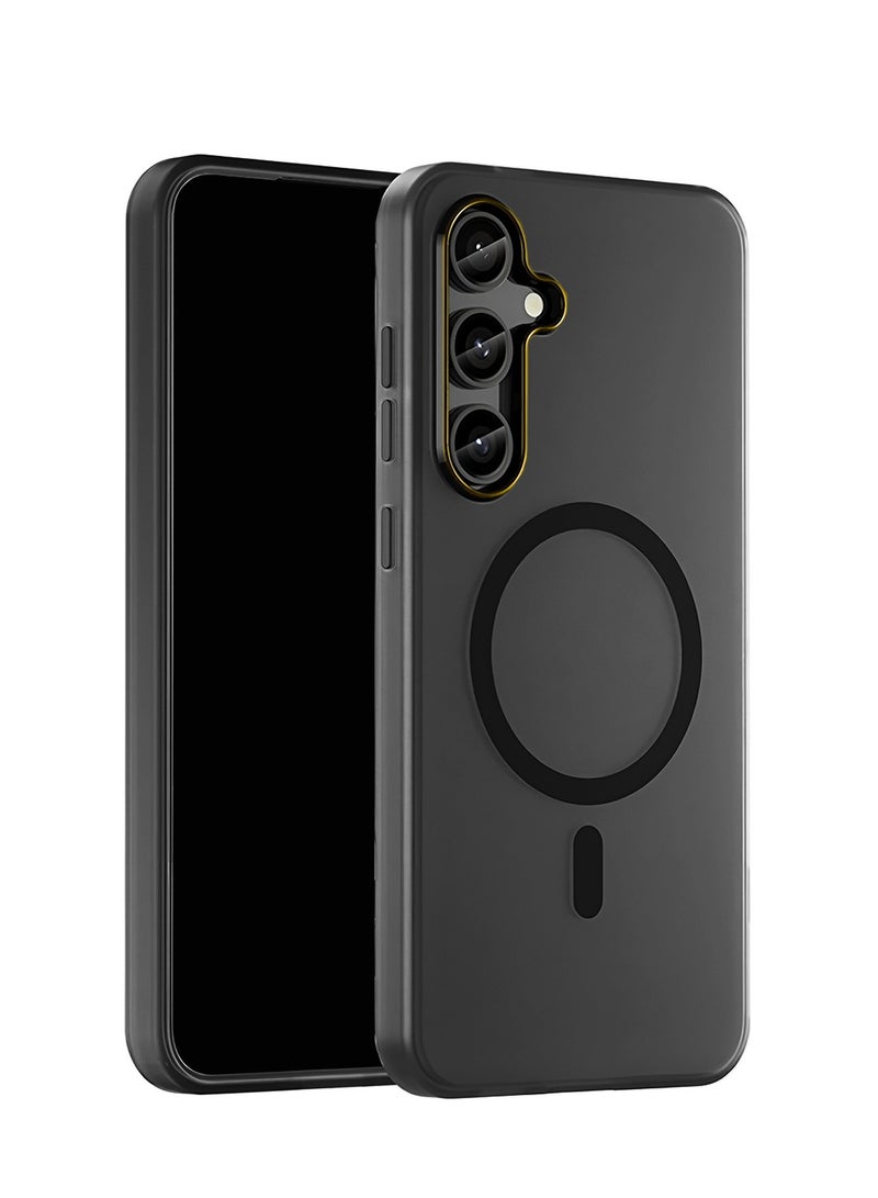 Wtech Samsung Galaxy S25 5G 2025 Syndee Series Hybrid Translucent Magsafe with Magnetic Charging Raised Camera Lips Elegant Look Case Cover - Black - Image 1