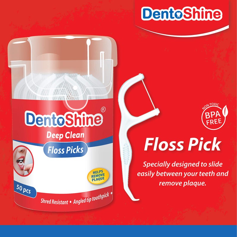 DentoShine Deep Clean Floss Picks - 50 ct CAN (Pack of 3) - Image 2