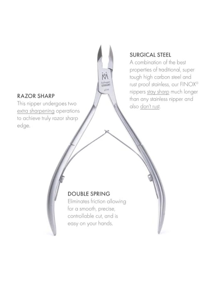 GERMANIKURE Professional Cuticle Nipper in Leather Case Double Sharpened Single Spring Ethically Made in Solingen Germany - Image 4