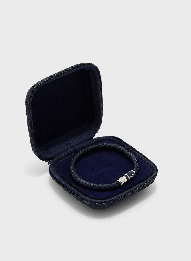 TOMMY HILFIGER Mens Braided Leather Bracelet Blue - 2790294 - Image 4
