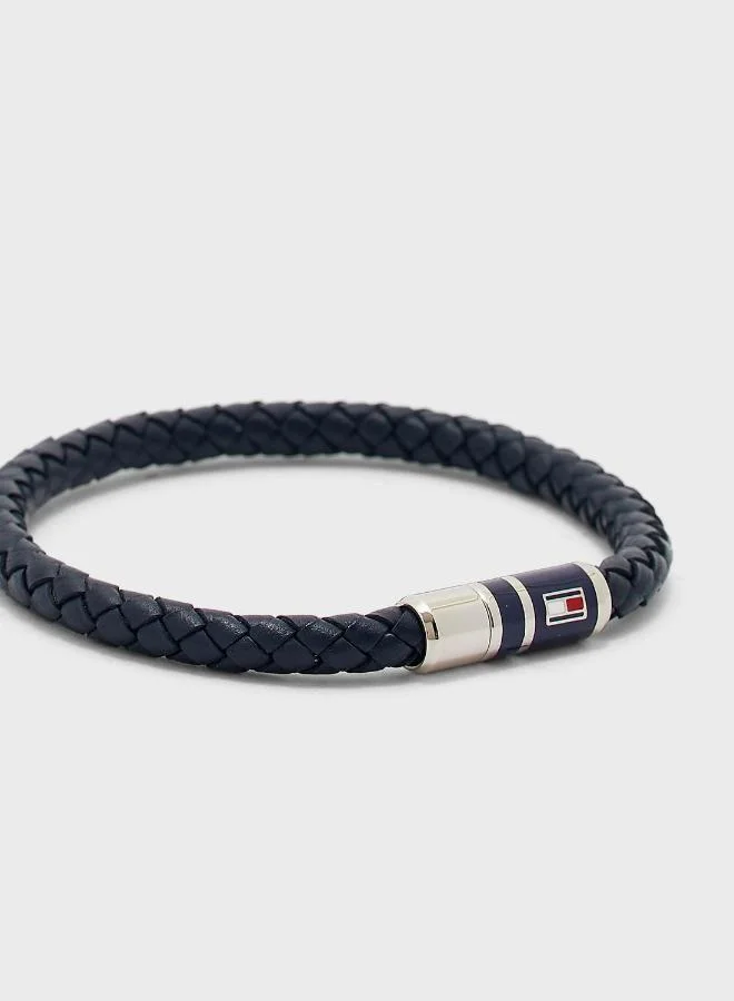 Tommy Hilfiger  Mens Braided Leather Bracelet Blue - 2790294 for Men | Best Price UAE
