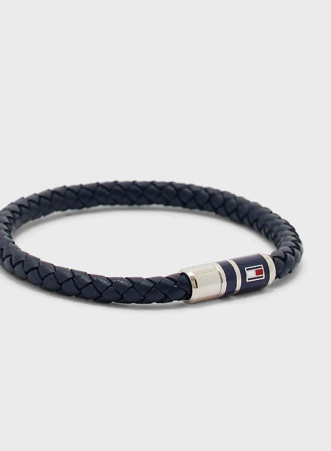 TOMMY HILFIGER Mens Braided Leather Bracelet Blue - 2790294 - Image 3