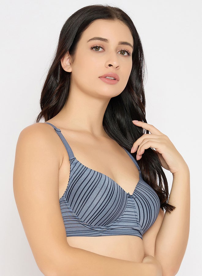 Clovia Multicolor Pack of 3 Padded Non-Wired Full Coverage Self-Striped Bras  - Image 3