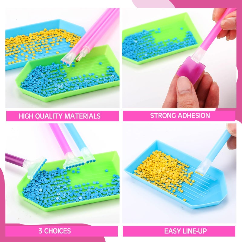 Affrolling 90 Pcs 5d Diamond Art Painting Tools and Accessories Kits Include Drill Pens with 3 Drill Sizes, Plastic Diamond Trays, Glue Clay, Rhinestone Art Painting DIY Accessories(Multicolor) - Image 3