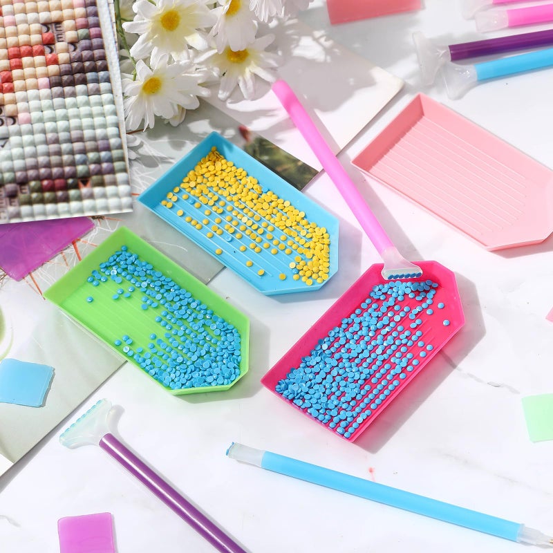 Affrolling 90 Pcs 5d Diamond Art Painting Tools and Accessories Kits Include Drill Pens with 3 Drill Sizes, Plastic Diamond Trays, Glue Clay, Rhinestone Art Painting DIY Accessories(Multicolor) - Image 4