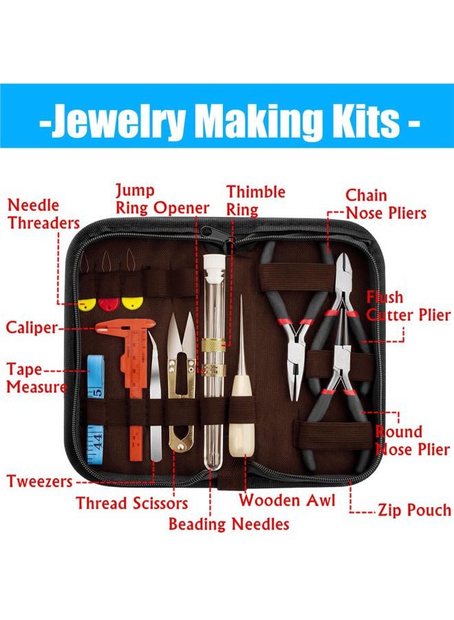 Mluchee Jewellery Making Supplies Wire Wrapping Kit Pliers Cutters Beading Tools Jewellery Findings with Zipper Storage Case for Jewellery DIY Crafting and Repair - Image 2