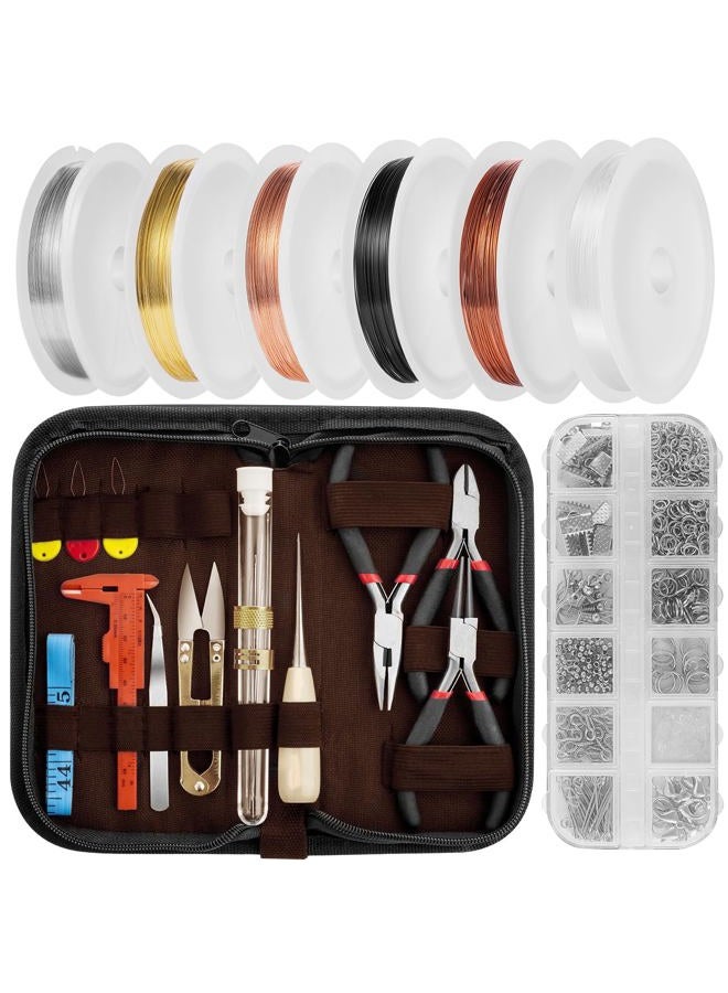 Mluchee Jewellery Making Supplies Wire Wrapping Kit Pliers Cutters Beading Tools Jewellery Findings with Zipper Storage Case for Jewellery DIY Crafting and Repair - Image 1