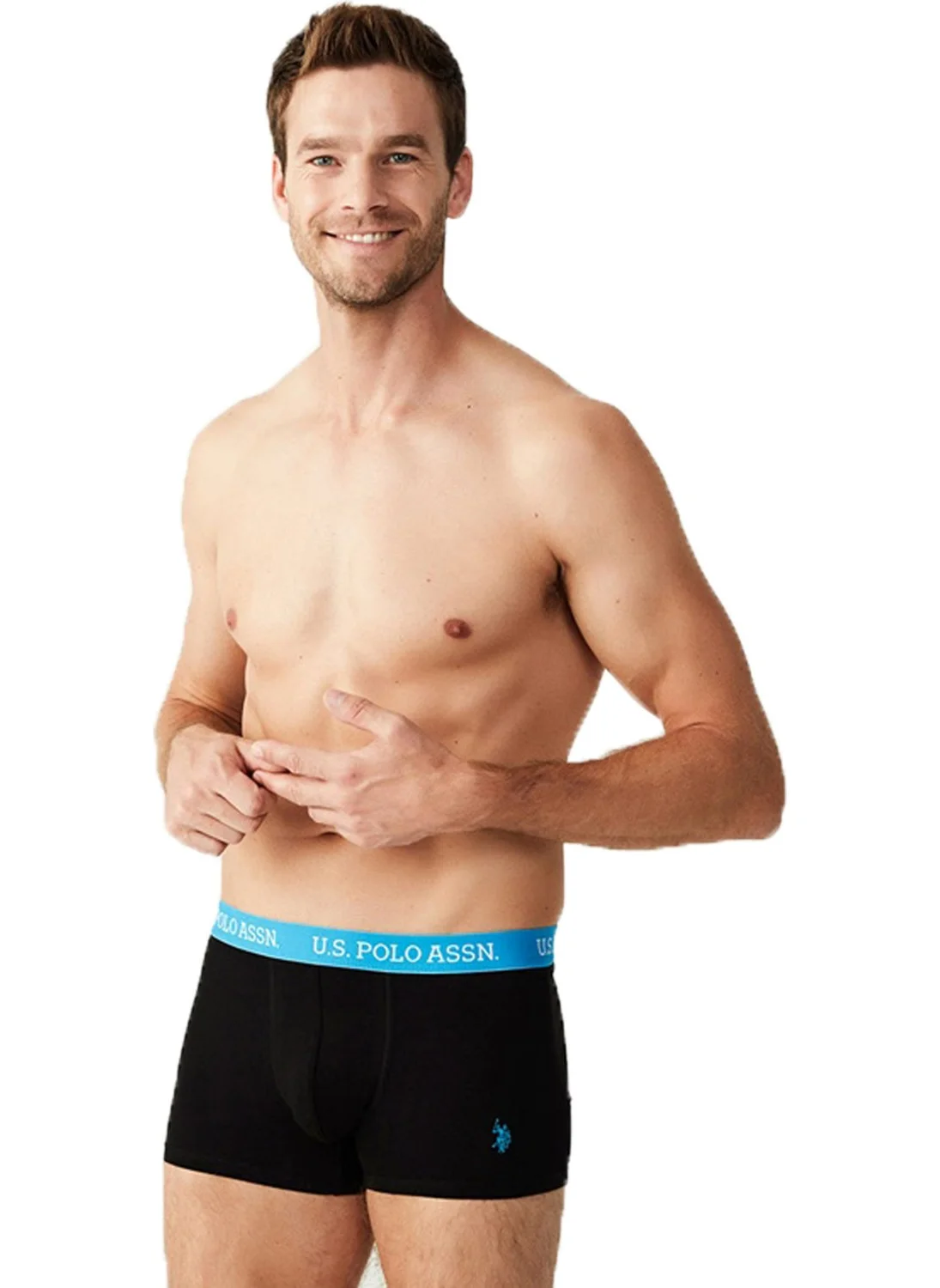 يو اس بولو اسن 3 Piece Colorful Belted Lycra Navy Blue Boxer