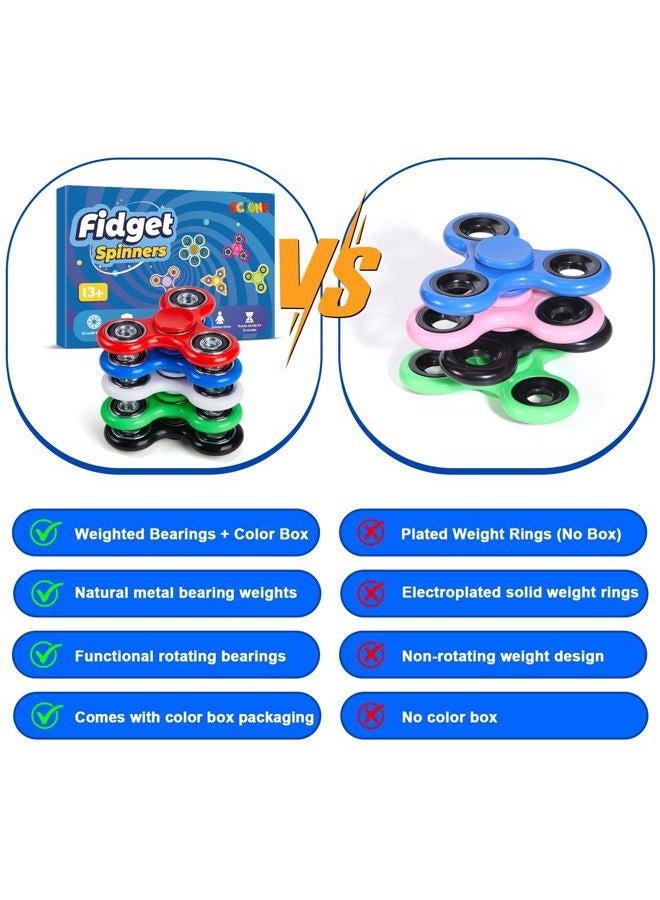 SCIONE Fidget Spinner ADHD Anxiety Toys 5 Pack Stress Relief Reducer Spin for Adults Children Autism Fidgets Best EDC Hand Spinners Bearing Trispinner Finger Toy Focus Fidgeting Restless Tri-Spinner SCIONE - Image 2