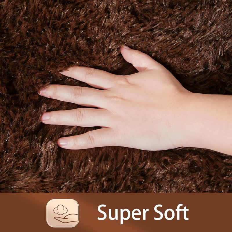 HOMORE Small Area Rugs for Bedroom 60 x 90 cm Brown Rug for Bedroom Bedside Soft Fluffy for Desk Entrance Door Mat Small Runner Rugs and Rugs for Bedroom - Image 4