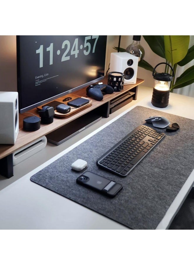 وسادة ماوس موسعة، وسادة ماوس كبيرة للألعاب، حصيرة مكتب بتصميم بسيط (Minimalist)، وسادة ماوس موسعة بقاعدة مانعة للانزلاق، مقاس 39.37 × 15.7 بوصة، لون رمادي داكن - Image 1