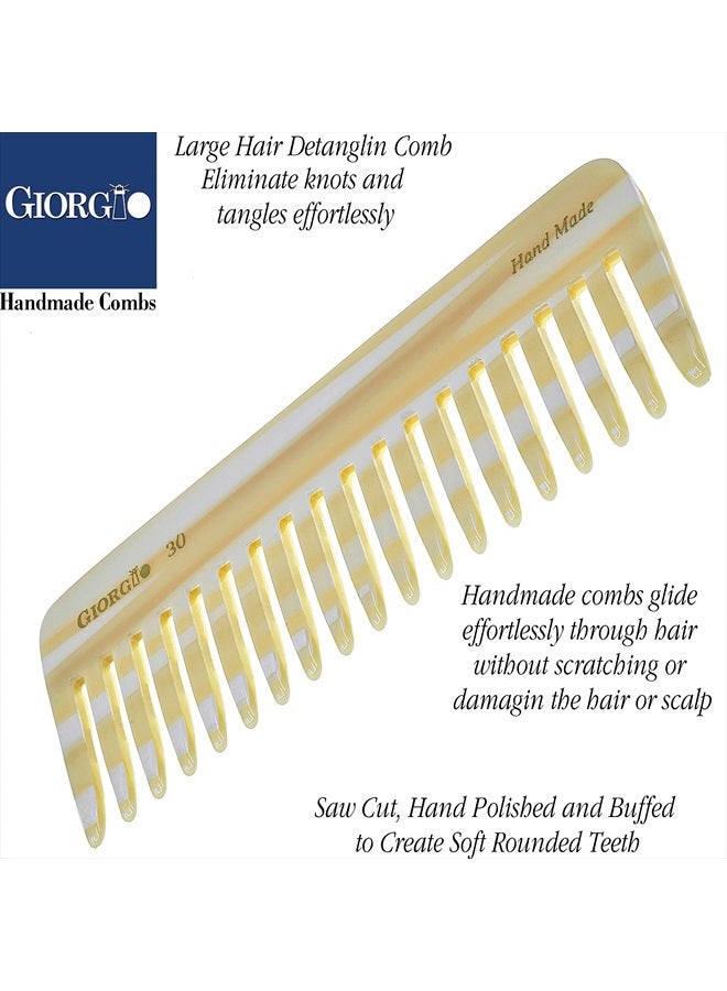 Giorgio G30 Large 5.75 Inch Hair Detangling Comb, Wide Teeth for Thick Curly Wavy Hair. Long Hair Detangler Comb For Wet and Dry. Handmade of Cellulose, Saw-Cut, Hand Polished, Ivory 2 Pack - Image 3