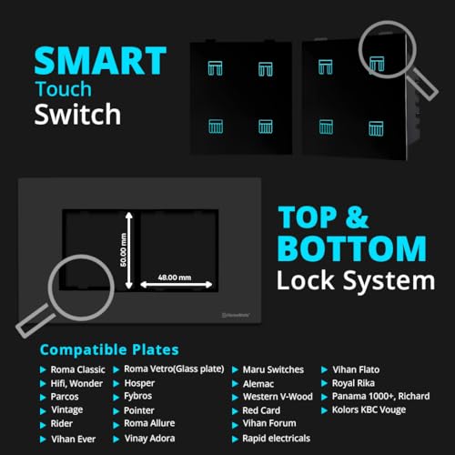 Home Mate HomeMate Wi-Fi Smart Curtain/Blind/Tubular/Projector Lift Motor Touch Switch (Black, Pack of 1) | No Hub Required | Compatible with Alexa, Google Assistant and Siri - Image 2