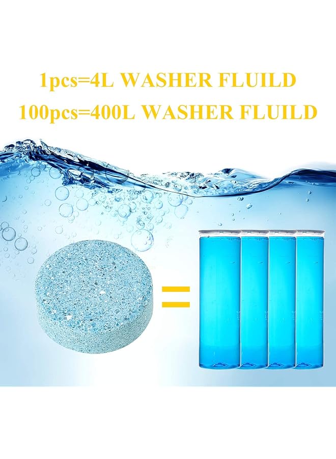 BOAO 100 Pieces Car Windshield Glass Concentrated Washer Tablets Solid Car Effervescent Tablets Glass Solid Wiper Cleaning Tablets For Car Kitchen Window  - Image 4