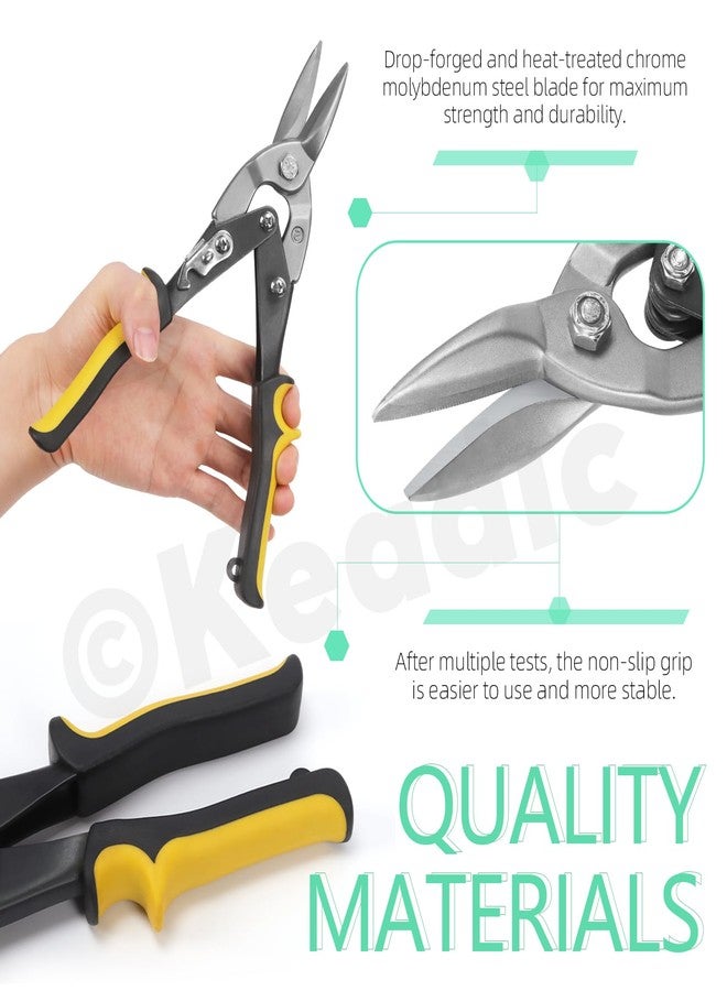 كياديك مقص طيران مستقيم من Keadic، قطعة واحدة، مقاس 10 بوصات، سعة قطع 1 3/8 بوصة، مصنوع من فولاذ الكروم الفاناديوم، للألمنيوم والصفائح المعدنية والأرضيات والبلاستيك - Image 3