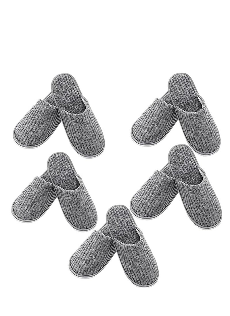 KCDMBUE 5 Pairs Disposable White Spa Slippers for Women and Girls, Soft Guest Slippers for Travel, Home, Hotel, and Party Use (Grey)  - Image 1