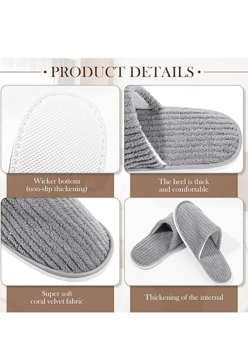 KCDMBUE 5 Pairs Disposable White Spa Slippers for Women and Girls, Soft Guest Slippers for Travel, Home, Hotel, and Party Use (Grey)  - Image 4