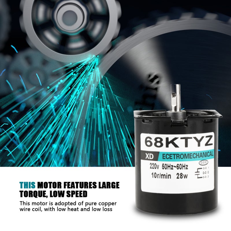 XD Permanent Magnet Synchronous Motor: 28W AC 220V Low Heat Pure Copper Wire Coil - Wear-Resisting Metal Gear High Torque Motor for Automation, Stage Lamps and Industrial Equipment - Image 1