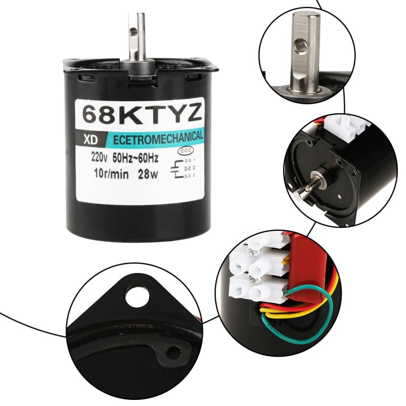 XD Permanent Magnet Synchronous Motor: 28W AC 220V Low Heat Pure Copper Wire Coil - Wear-Resisting Metal Gear High Torque Motor for Automation, Stage Lamps and Industrial Equipment - Image 2
